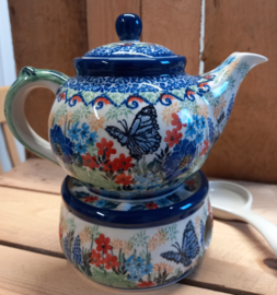 Bunzlau theepot 400 ml en theelicht (set) Unikat