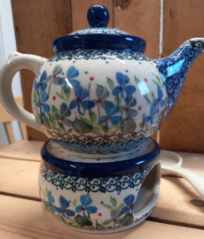 Bunzlau theepot 400 ml en theelicht (set) Unikat