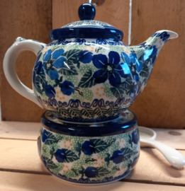 Bunzlau theepot 400 ml en theelicht (set) Unikat