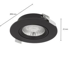 LED inbouwspot | 6W | rond | zwart | IP44 | DIM2WARM