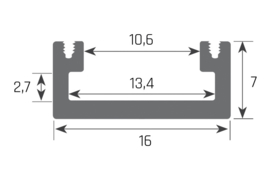 L&S LED Opbouw Profiel | Bilbao | Zwart | 1.500mm