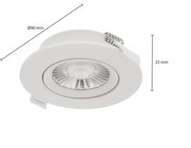 LED inbouwspot | 6W | rond | wit | IP44 | DIM2WARM