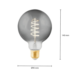 LED Lamp E27 | dimbaar | Globe-M | smoke | 4W | 2200K