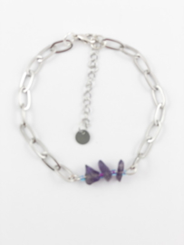 Schakelarmbandje met Amethyst steentjes