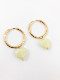 Oorring hartje steen yellow