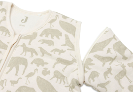 Jollein Slaapzak Animals Olive Green met afritsbare mouw