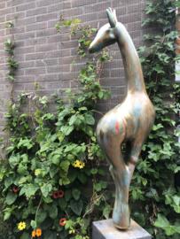 Giraffe tuinbeeld Goud Blauw en Roest NIEUW