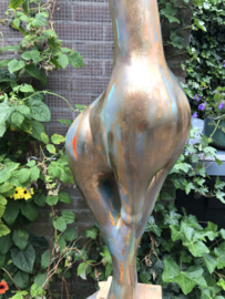 Giraffe tuinbeeld Goud Blauw en Roest NIEUW