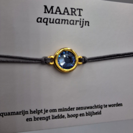 Swarovsky geboortesteen verstelbaar armbandje maart