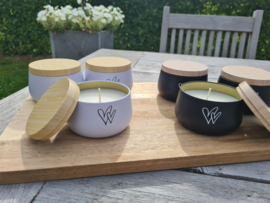 Cadeau set Plateau met kaars en droogbloemen