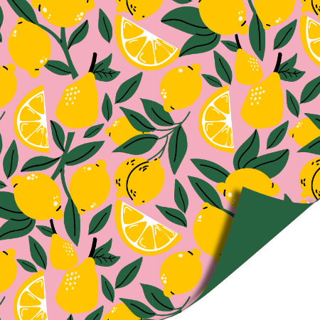 Cadeaupapier Lemons AZ Green | Fris & Vrolijk | Dubbelzijdig 70x200cm