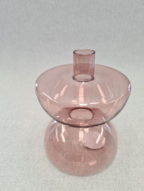 Candle holder Diabolo glass pink large