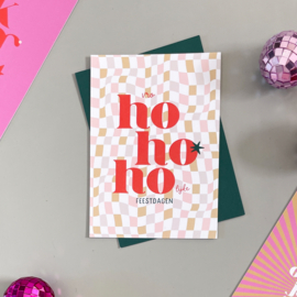 Kerstkaart Vro HOHOHO lijke feestdagen