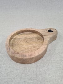 Houten schaaltje rond met hartje