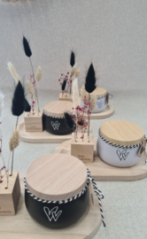 Cadeau set Plateau met kaars en droogbloemen