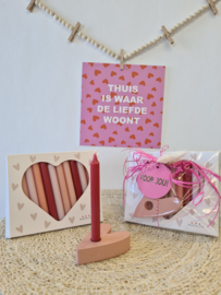 Cadeau set Kaarsenset & hartjes houder