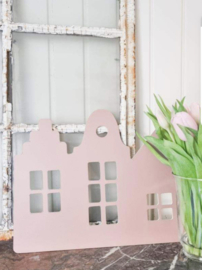 Trapgevel huisje oudroze 40cm