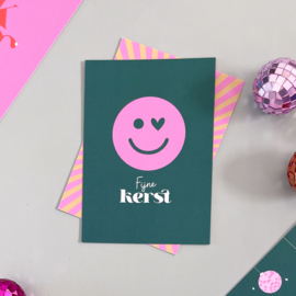 Kerstkaart Fijne kerst (smiley)