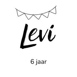 Traktatie sticker met naam en leeftijd vlaggenlijn