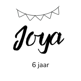 Traktatie sticker met naam en leeftijd vlaggenlijn