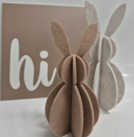Vilten Konijn Decoratie  Beige 18 cm of Bruin 15 cm