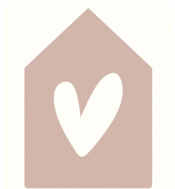 Huisje oud roze uitgesneden hartje 