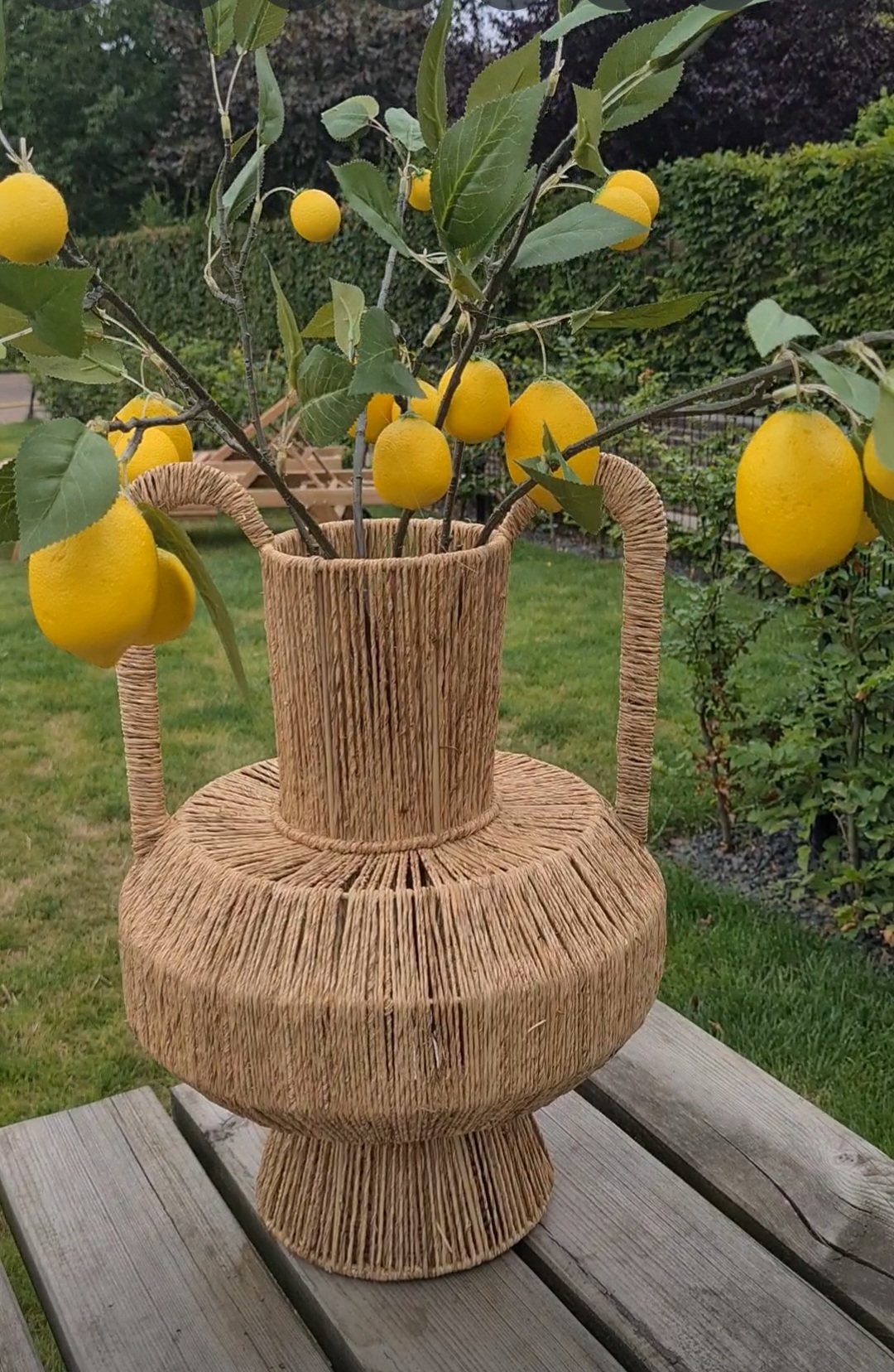 Jute Vaas Naturel met Lemon Kunsttakken  Fris & Natuurlijk