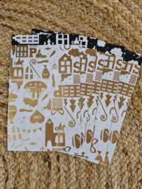 Cadeau zakjes Hop Hop Hop wit/goud (5 stuks)