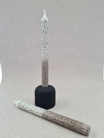 Dots dinerkaarsen wit/taupe/dots