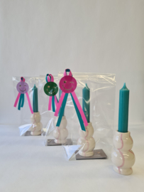 cadeau set kaars met kaarsenstandaard lines