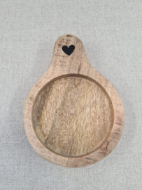 Houten schaaltje rond met hartje