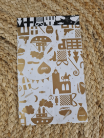 Cadeau zakjes Hop Hop Hop wit/goud (5 stuks)