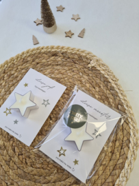 Kerst kaart met theelicht Juf of Meester