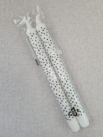 Dots dinerkaarsen wit/dots