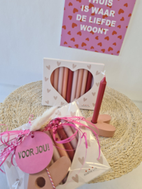 Cadeau set Kaarsenset & hartjes houder