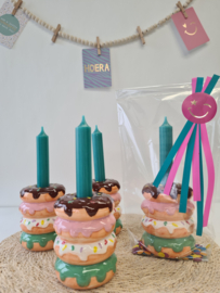 Donuts kaarsenstandaard met kaars