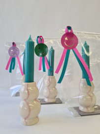 cadeau set kaars met kaarsenstandaard lines