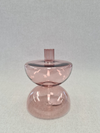 Candle holder Diabolo glass pink large