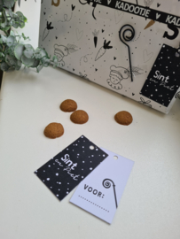 Cadeau label Sint & Piet zwart (5stuks)