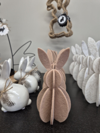 Vilten Konijn Decoratie  Beige 18 cm of Bruin 15 cm