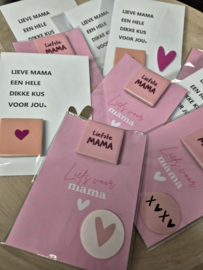 Moederdag Cadeautje  Lief Kaartje met Magneet voor Mama