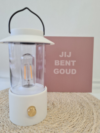 LED Lantaarn 24x9cm zwart-wit-taupe-sand