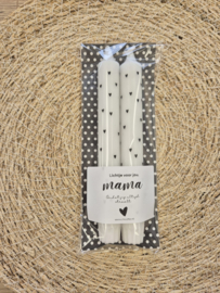 Kaarsenset mama wit met hartjes  2 stuks | Moederdag cadeau
