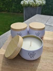 Cadeau set Plateau met kaars en droogbloemen