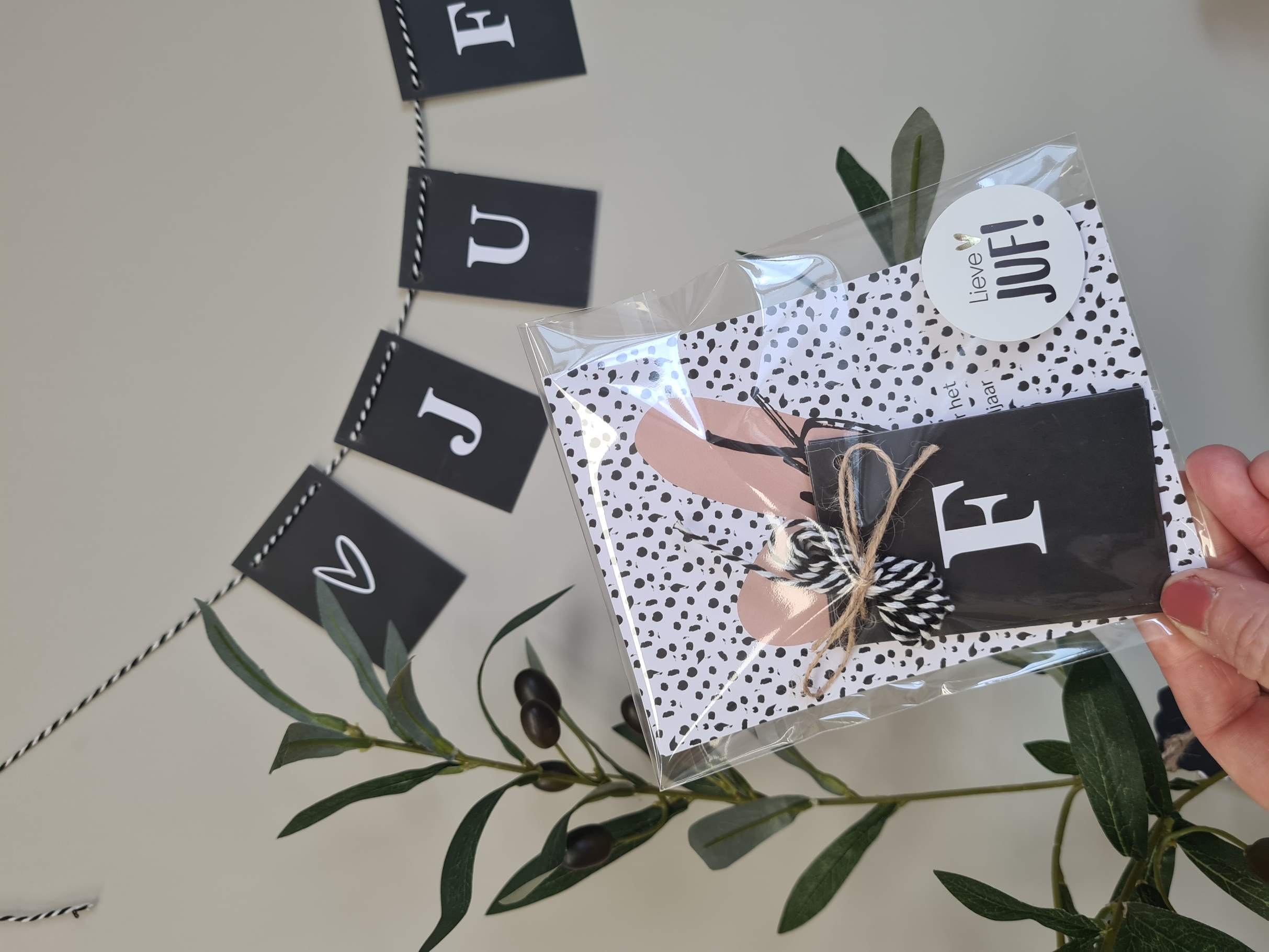 Juf Cadeautje met Invulkaartje &  Mooie Juffenslinger