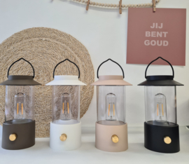 LED Lantaarn 24x9cm zwart-wit-taupe-sand