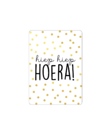 Mini cadeau kaart  Hiep hiep hoera  (Wit)