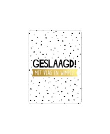 Mini cadeau kaart Geslaagd met vlag en wimpel