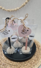 Cadeau set mini kaarsje met kandelaar