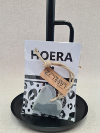 Zeepje (donker grijs)  met Hoera kaart